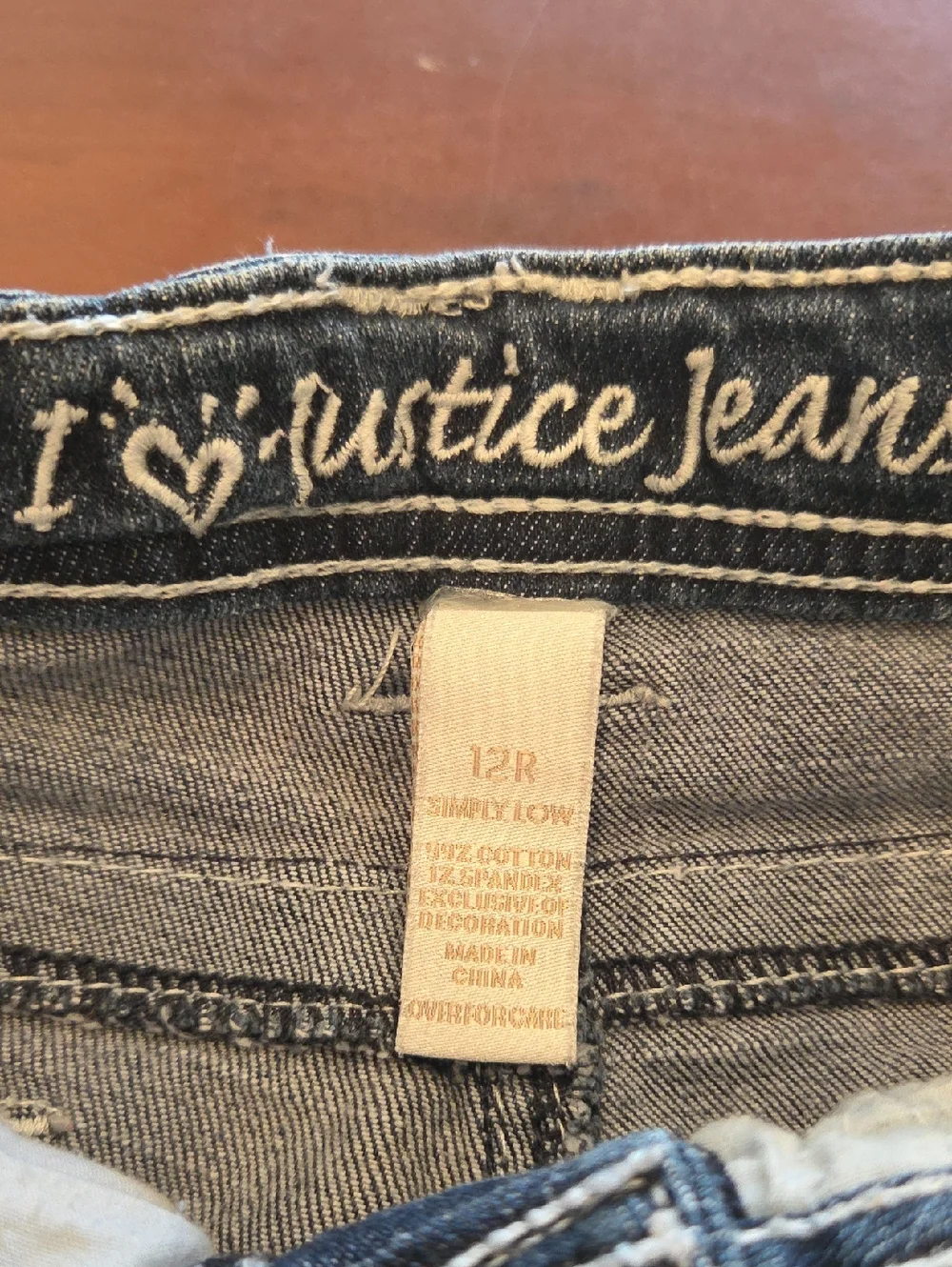 Justice Girls' Dark Blue Denim Shorts with Heart Accent